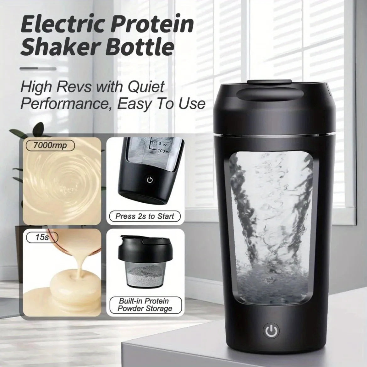 500ML Electric Protein Shaker Bottle - Effortless Mixing for Smooth Drinks Anytime, Anywhere!