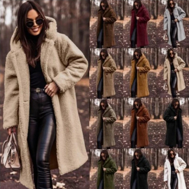 Chic and Cozy: Women's Plush Faux Fleece Teddy Coat for Autumn and Winter
